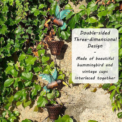 8.5FT Rain Chain, Hummingbird and Cup Rain Chains for Gutters and Downspouts, Metal Decorative Rainwater Catcher Chain, Antique Copper Rain Gutter Downspout Chains for Outside Garden