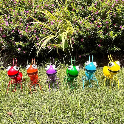 Cruis Cuka Metal Yard Art Garden Decor for Outside Cute Ants Yard Decorations Outdoor Lawn Ornaments Backyard Gifts for Mom - Set of 6