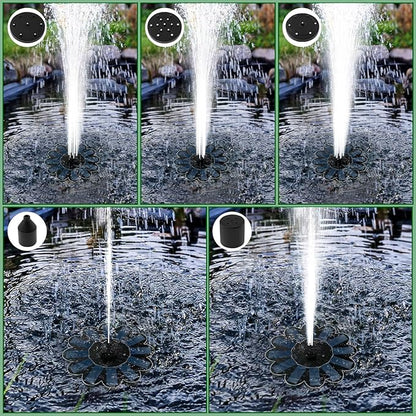 Solar Fountain for Bird Bath, Solar Water Fountain Pump for Bird Bath, Solar Bird Bath Fountains with 6 Nozzles for Gardens, Ponds, Pools, Indoors Outdoors
