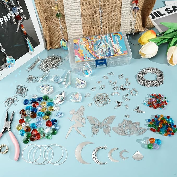 Sun Catcher Kits for Adults, 10 Sets DIY Suncatcher Arts and craft kits for adults Prism Crystal Suncatchers Indoor Window Hanging Ornaments Decor for Home Gifts for Mother Wife Daughter (Fairy)