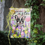 Happy Easter Dog Garden Flag Boston Terrier Spring Flags Buffalo Plaid Bunny Eggs Yard Flag for Outside 12x18 Double Sided Small Decorative Floral Outdoor Flag
