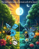 Lighted Outdoor Display - Solar Powered Hanging Bee Decor with Bouncy Springs - Outdoor Hanging Solar Lights for Christmas Garden, Yard, Patio, Porch (Blue)