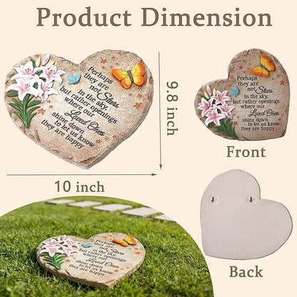 Memorial Garden Stone with Heartfelt Quote, 10 inch Garden Stepping Stones, Resin Memorial Plaques for Outdoors, Garden Stones in Memory of Loved One Gifts for Grave, Garden, Patio, Home