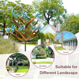 Butterfly Flower Garden Wind Spinner - Large Kinetic Outdoor Metal Wind Sculptures & Spinners Decor for Yard and Garden, Whirligigs Large Wind Spinners for Patio, Lawn, Outside (26" W x 90" H)