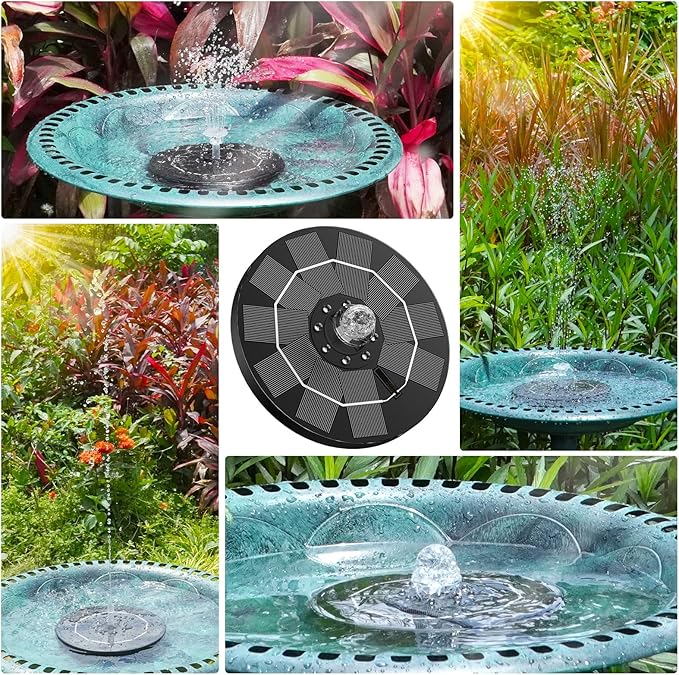 AISITIN 3,5W LED Solar Fountain Pump for Outdoor with 3000mAh Battery,Solar Bird Bath Fountain with Different Spray Effects,with Crystal Ball, Solar Powered Water Pump for Outdoor Garden, Pond