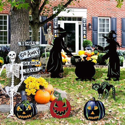 7 PCS Halloween Pumpkin Witch Yard Signs,Witch Outdoor Scary Decor for Halloween Party Holiday Indoor Outdoor Garden Lawn Yard Decorations