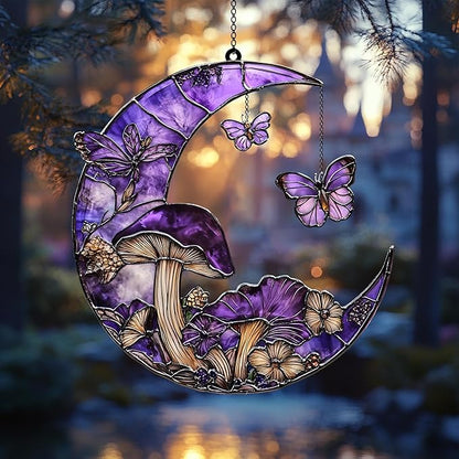 Butterfly Mushroom and Moon Suncatcher Nature Lover Acrylic Window Hanging Perfect Garden Decor Birthday Gift for Enthusiasts Sun Catchers Acrylic Windown Suncatchers Windows Christmas