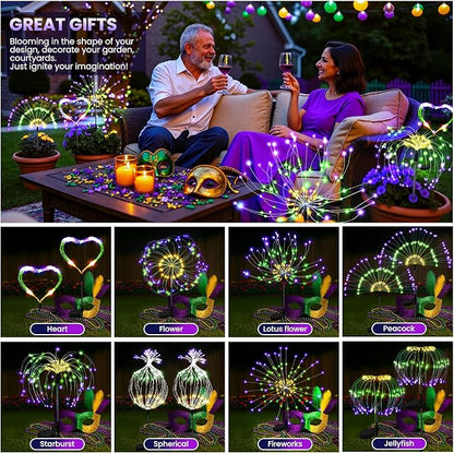 PEVOROS Garden Decor Solar Lights Outdoor,4 Pack 120LED Waterproof Colorful Solar Garden Lights Your Outdoor Decoration,Yard, Patio, Porch,Flower Pot,Pathway,Christmas (Purple, Green, Yellow)