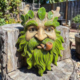 9.9" Whimsical Tree Face Sculpture, Garden Peeker Statue, Outdoor Trunk Tree Huggers Art, Landscape Accent Ornament, Hanging Fairy Elve Figurine for Yard Art, Trees Decor Wall Mounted Statues