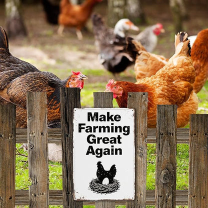 Funny Chicken Coop Signs and Accessories, Make Farming Great Again, Patriotic Farmhouse Metal Wall Art for Coop Farm Stand Chicken Farm Fresh Butt Nuggets Sign 8×12 Inch (black chicken coop)