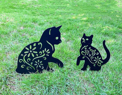 3 Pack Cat Decorative Garden Stake Metal Cat Garden Statues Black Cats Silhouette for Yard Outdoor Decor Lawn Ornaments