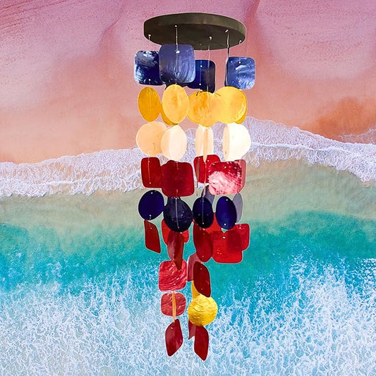 Bellaa 24872 Wind Chimes Outdoor, Garden Decorations, Musical, Indoor/Outside Windchimes, Beach, Gifts for Mom, Sea Glass Shells
