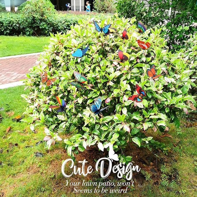 Teenitor 60 Pcs Butterfly Garden Decorations, 11.2 Inch PVC Waterproof Butterfly Stakes, Garden Yard Party Decorations