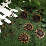 AceOrbit 5 Pcs Rusty Garden Stakes for Outside 11.8" Metal Art Decor Bed Decor Weatherproof 3D Rusty Plant Pick for Farmhouse Outdoor Yard Lawn Patio Walkway Pathway Decoration (Sunflower)