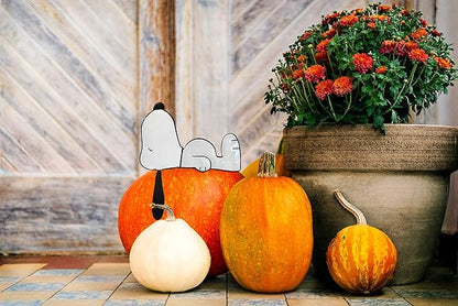 PRODUCTWORKS Peanuts Pumkin Press-in Icon Metal Stake Halloween Harvest Decor Porch Decorating Indoor Outdoor (Snoopy Horizontal)