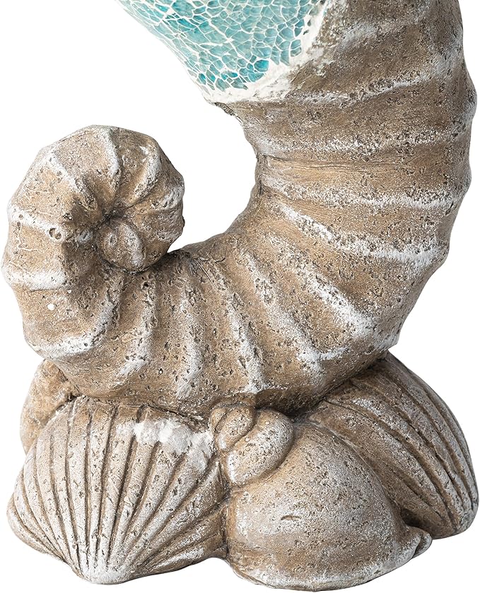Glitzhome MGO Marine Faux Granite and Mosaic Sea Horse Statue Indoor and Outdoor Decoration, 21 "H