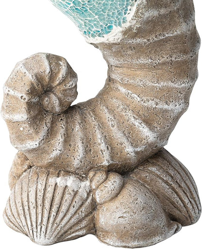 Glitzhome MGO Marine Faux Granite and Mosaic Sea Horse Statue Indoor and Outdoor Decoration, 21 "H