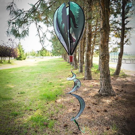 In the Breeze 0975 — Sasquatch 6-Panel Hot Air Balloon — Bigfoot Wind Spinner with Tail for Yards and Gardens…