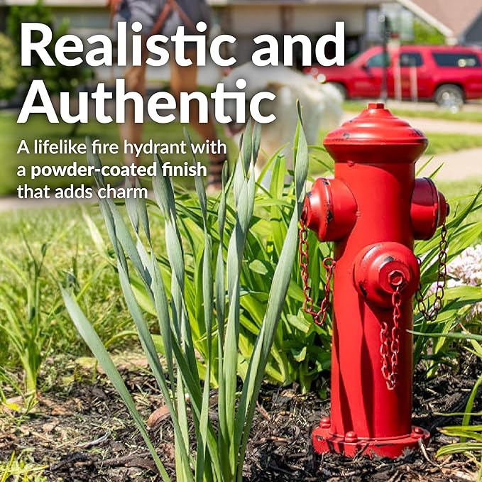 Sunnydaze Fire Hydrant for Dogs to Pee on - Dog Fire Hydrant Pee Post for Potty Training- Red Powder-Coated Paint Finish - 14 in