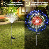 Tujoe 8 Pcs 4th of July Solar Firework Stake Lights 180 LED 8 Modes Solar Waterproof LED Sparkler Lights Outdoor Patriotic Decor for USA Anniversary Garden Patio Yard Pathway (Red White Blue)