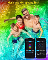 T-SUN Colored Pond Lights, Bright LED Underwater Pond Light Submersible Fountain Lights APP and Remote Control,Dimmable,Timer, IP68 Waterproof Fish Tank Light for Aquarium Fountain Garden (4-Head)