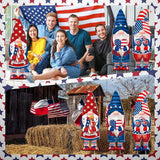 Umigy 3 Pcs 4th of July Yard Decor 32 x 10 Inch Outdoor Independence Day Gnome Yard Sign with Stakes Patriotic Red Blue White Lawn Garden Decoration United States 250th Anniversary Decor