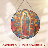 FLAGWIX Christian Gifts for Women - Virgen De Guadalupe Stained Glass Window Hanging 8 in - Religious Gifts for Women, Our Lady of Guadalupe Sun Catchers Indoor Window for Hanging Decor