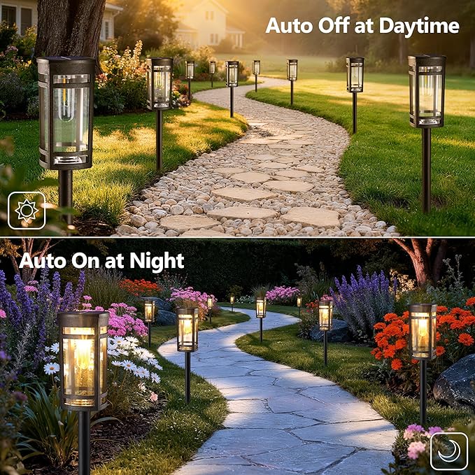 Jyoiat 6 Pack Outdoor Solar Pathway Lights - Solar Landscape Lights Outdoor Walkway Solar Garden Lights for Lawn, Path, Yard Decor (Warm White)