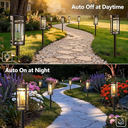 Jyoiat 6 Pack Outdoor Solar Pathway Lights - Solar Landscape Lights Outdoor Walkway Solar Garden Lights for Lawn, Path, Yard Decor (Warm White)