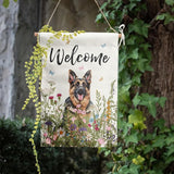 Spring Summer Garden Flag Floral German Shepherd Yard Flag Flower Dog Garden Flags for Outside Small Outdoor Welcome Flags 12x18 Double Sided