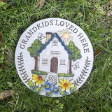 Grandma Garden Stepping Stone Yard Walkway Step Stone Grandma Gifts from Grandchildren Home Outdoor Decor Lawn Concrete Stepping Stones Outside Decorations, regular, White