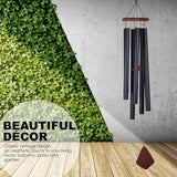Vanquer Large Wind Chimes for Outside Deep Tone - 46'' Wind Chimes Outdoor Clearance, Windchimes Outdoors, Memorial, Sympathy Gift, Patio, Home Décor, Vintage Black (46" Ash Wood)