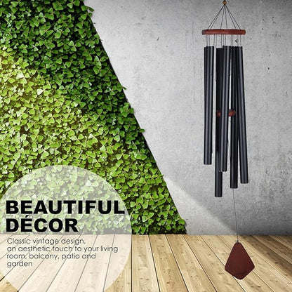 Vanquer Large Wind Chimes for Outside Deep Tone - 46'' Wind Chimes Outdoor Clearance, Windchimes Outdoors, Memorial, Sympathy Gift, Patio, Home Décor, Vintage Black (46" Ash Wood)