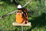 Ceramic Decoration for Garden and Yard | Outdoor Ornament with Stake | Happy Cat | GKW11