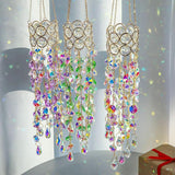 H&D HYALINE & DORA 19'' H Crystal Suncatchers Windows Hanging Crystals Sun Catcher Prisms with Purple Beads Chain Gold-Plated Sun Catcher for Indoor and Outdoor Decor