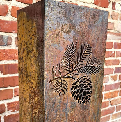 Pinecone Garden Column - Garden Decor - Garden Statue - Well Cover - Landscape Light Cover - Utility Box Cover - Outdoor Furniture and Decor (12" T x 3.5" W x 3.5" D)
