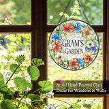 Gram's Garden Floral Stained Glass Window Hanging Suncatcher for Grandma, Gram Grandma Gifts Sun Catcher Wall Hanging Decoration for for Mothers Day Christmas Birthday, 7.8 x 7.8 in