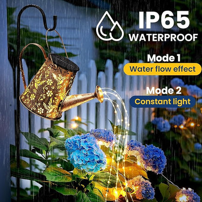 Solar Lights Outdoor Garden Decor, Large Lanterns Watering Can Gardening Gifts for Mom Women Grandma Birthday, Hanging Outdoor Decoration for Yard Porch Patio Backyard (2 Pack)