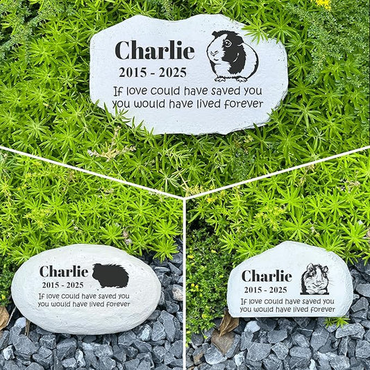 Personalized Pet Memorial Stone - Guinea Pig Headstone - Guinea Pig Tombstone - Garden Stepping Stone Customized - Loss Gift for Hamster - Garden Cemetery Decorations