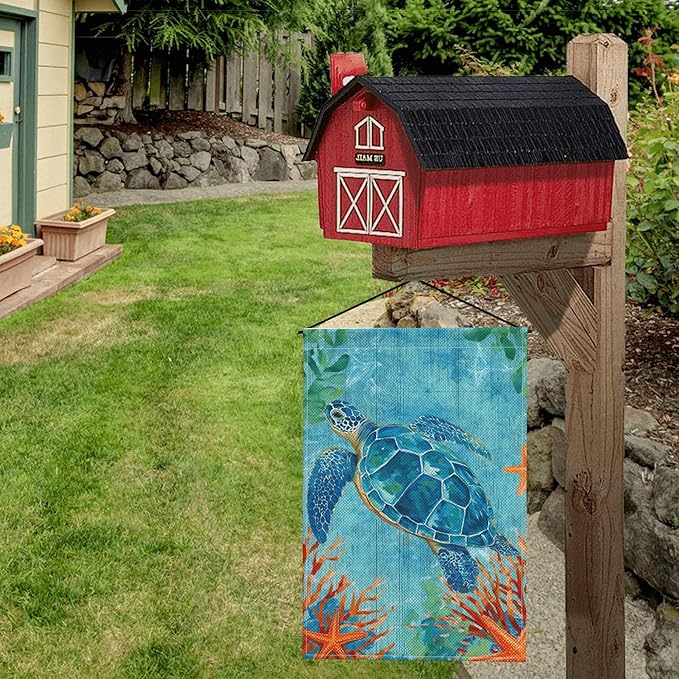 Navigation Sea Turtles Garden Flag Seasonal Double Sided 12 x 18 Inch Small Yard Flag for Indoor Outdoor Decor Holiday All Seasons