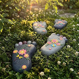 Stepping Stones Garden Decorative Stones for Patio, Deck, Garden or Sidewalk Home Decor Footprint Shaped Stepping Stones Set of 2 （Dark Grey）
