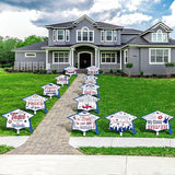 Chunful 12 Pack Graduation Yard Signs Grad Decoration 2026 Happy Graduate Lawn Garden Sign with Stake Congrats Outdoor Plastic Cap Hanging Ornament for Class Pathway Walkway Porch Party(Red Blue)