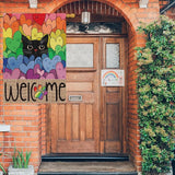 Louise Maelys Pride Month Garden Flag Rainbow Black Cat 28x40 Inch Double Sided Large Burlap Love Heart Gay Lesbian LGBTQ Yard Outdoor Sign Outside Home House Decor