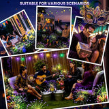 PEVOROS Garden Decor Solar Lights Outdoor,4 Pack 120LED Waterproof Colorful Solar Garden Lights Your Outdoor Decoration,Yard, Patio, Porch,Flower Pot,Pathway,Christmas (Purple, Green, Yellow)