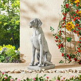 Glitzhome GH20382 Sitting Labrador Retriever Dog Statue, 28.25 Inch, Antique Beige