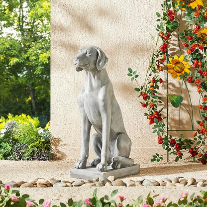 Glitzhome GH20382 Sitting Labrador Retriever Dog Statue, 28.25 Inch, Antique Beige