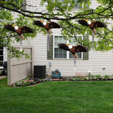 4Pack Plastic Owl Fake Owls, Reflective Owl Hanging Decoration, Barn Swallow Deterrent Dual-Side Printed Raster Fake Eagle for Garden Patio Windows