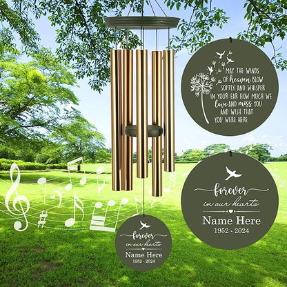 Personalized 30/36 inch Wind Chimes Memorial, Deep Tone Memorial Wind Chimes for Loss of Loved One/Mom/Dad, Sympathy Gifts for Bereavement(Produced in USA)