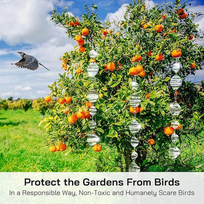 Factee Bird Deterrents for Outside, Reflective 3D Stainless Steel Wind Spinners, Garden Decor, Bird Scare Devices to Keep Woodpeckers, Pigeons Away from Your House, Patio, Orchards
