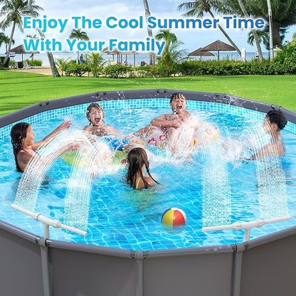 Pool Fountain for Above and In-Ground Pools, Dual Spray Waterfall Sprinkler Fountain, Above Ground Pool Accessories, Adjustable Waterfall Cooling and Relaxation(White)